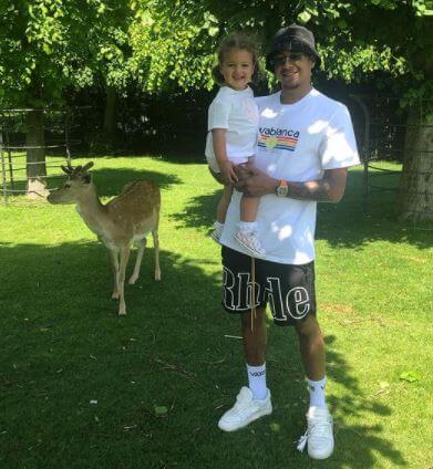 Jesse Lingard with his daughter at Dunham Massey National Trust.